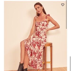 Reformation Red and White Nikita Dress Size 6